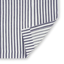 Cackleberry Home Navy Blue and White Ticking Stripe Woven Cotton Shower Curtain 72 Inches W x 72 Inches L