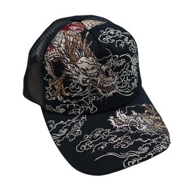 Karakura Tamashii 252854 Men's Japanese Pattern, Cap, Hat, Full Embroidery, Wind Thunder Dragon, 20 dragon, Free size