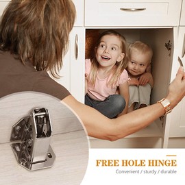 8 x Screw-On Hinges with Spring Opening Angle 90° Cupboards Door Corner Stop and Inner Stop Door Hinges Kitchen Cabinet Wardrobe Cabinet Door Furniture