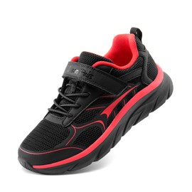 DREAM PAIRS Zapatillas Deportivas para Correr EZ-Ons Tenis para Niños y Niñas,Size 22.5 cm,Negro/Rojo,SDRS2326K