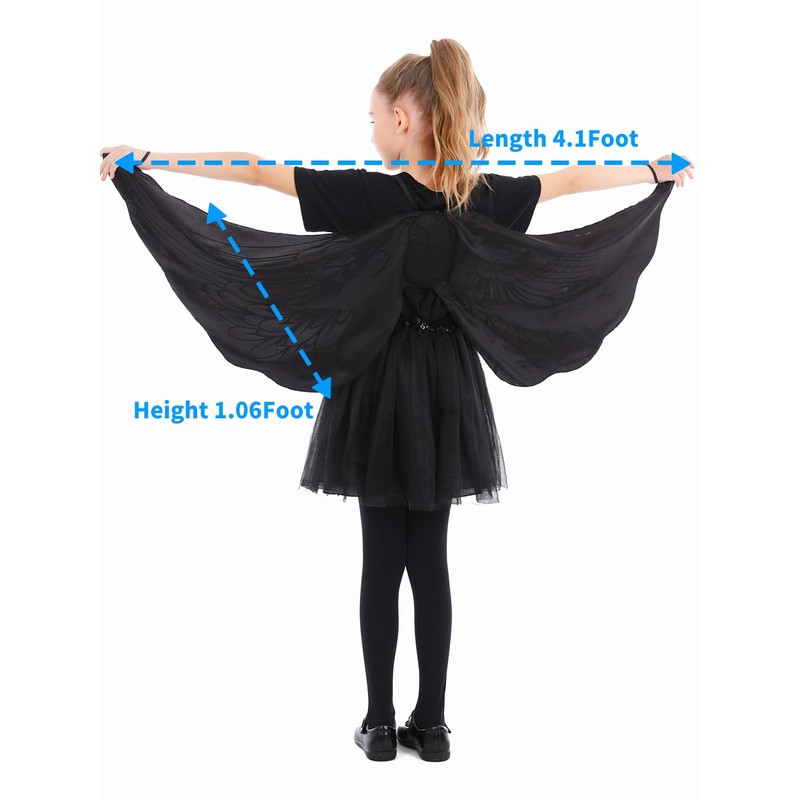 Seasons Angel Cape Wings for Girls, One Size (Black)