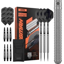 KOTO - Kingmax, 90% Tungsten, 25G, Silver, Steel Tip Darts Set, Ring Grip