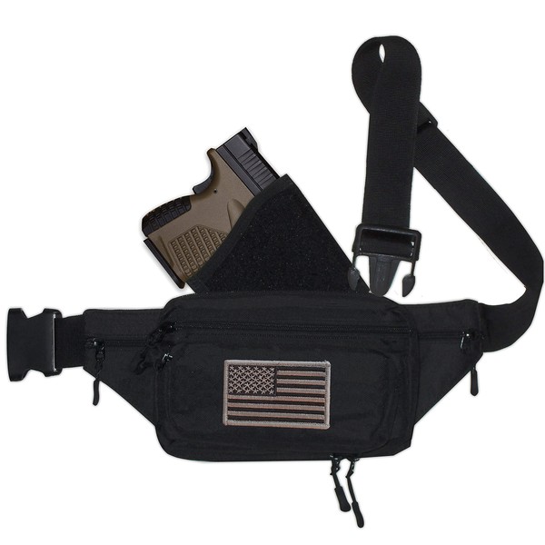 Simply Things Fanny pack holster. Designed for men and women for CCW. This Black 600 D Nylon Fanny Pack for Guns with an Adjustable/Removable Holster US Army Ranger approved. (medium)
