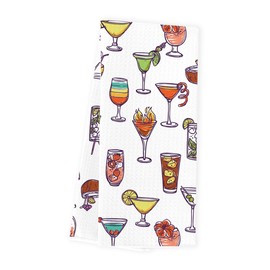 WINGTECA Cocktails Kitchen Towels Summer Dish Towels Kitchen Decor Summer Gifts for Women Men Hostess Wine Lovers Friends Waffle Weave Tea Hand Towel for Farmhouse Home Decor 14 x 23 Inches