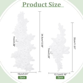 BENECREAT 2 Pair Flower Lace Patches Embroidered Trim, White Floral Embroidery Lace Applique Sew on Patches for Wedding Dress DIY Clothing