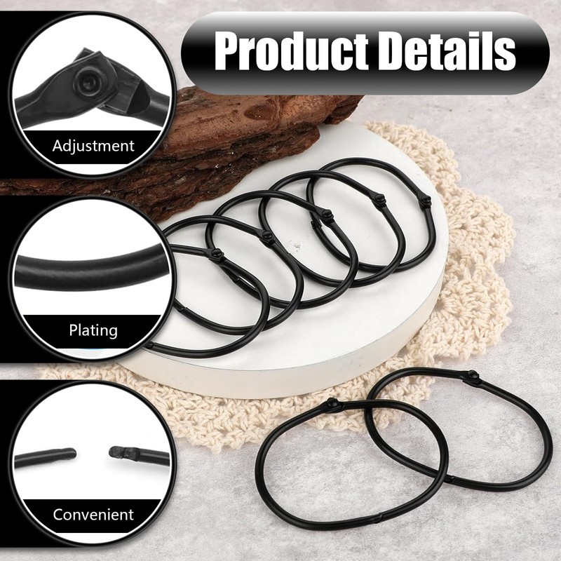 Shower Curtain Rings, 26 Pcs Black Metal Curtain Rings, Rustproof