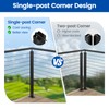 Muzata Black Corner Cable Railing Post 42 Inch 42"x2"x2" T-drilled