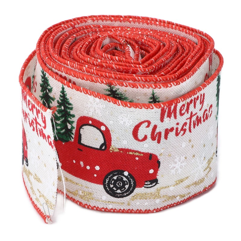 2pcs Christmas Decoration Ribbon Clear Vivid Pattern Durable Packaging Ribbon