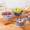 AntoKueh 6 inches Blue and White Ceramic Bowls, 25Oz Deep