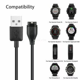 Garmin Fenix 7X Solar Charger Replacement Charging Charge Cable Cord USB (Black)