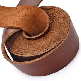 Leather Strap 1 Inches Wide Flat Leather Straps for Crafts, Full Grain Oil Tan Leather Strips for Crafts, Tooling, Belt, Garden Tools (1.6mmThick 72 Inches Long Light Brown_Smooth Surface)