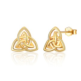 FAOMZQ Celtic Knot Stud Earrings Silver/Gold/Rose Gold/Black, Earrings Silver 925, Celtic Jewellery, Eternal Knot Gifts for Women, Girls, Ladies, Silver