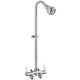 Aolemi Outdoor Shower Fixtures, 31" Exposed Shower System with Shower Head, 2-Handle Outdoor Shower Kit, 3 Inch Center Brass Mixing Valve, Polish Chrome