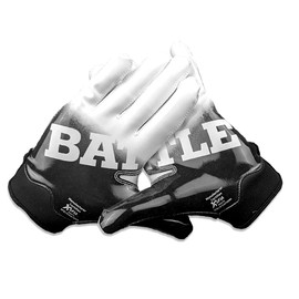 Battle Sports Gradient Black Wide Receiver Football Gloves, Ultra Stick Adult & Youth Gloves - Youth Small, Black/White