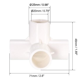 TOP-VIGOR 1 x 4-Wege-Winkel-PVC-Rohrverschraubung, 20 mm T-Eckbeschläge, 4-Wege-T-Rohrverbinder, rechtwinkliger Verbinder für Gartenwasserrohranschluss, Weiß