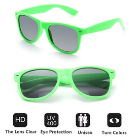 Fsmiling wholesale 80s neon coloured vintage classic party sunglasses., Pack of 10 green