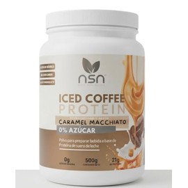 NSN | Proteína Sabor Caramel Macchiato | Polvo para Preparar Iced Coffee | 21g Proteína y 0% Azúcar | Suplemento para Dieta Balanceada | 24 Porciones