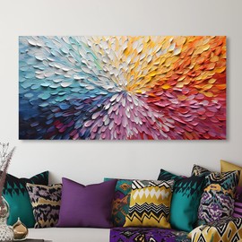 ZOMNAI Colorful Abstract Floral Wall Art for Living Room Office Modern Flower Petal Canvas Painting Prints Artwork Hallway Bedroom Decor Large