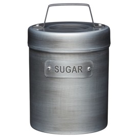KitchenCraft Industrial Kitchen Vintage-Style Metal Sugar Container, 1 L (1.75 pts), Grey
