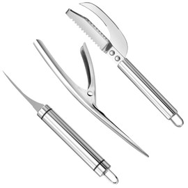 3 PCS Cuchillo para marisco, pelador de camarones, cuchillo limpia camarones, cuchillo de pescado, adecuado para el hogar, restaurante, camping, Herramientas para procesar pescado y camarones