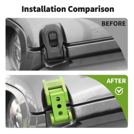 JWWY for Jeep Wrangler Hood Latches Clamp Aluminum Stainless Steel Hood Catch Fastene with Lock Kit Compatible with Jeep Wrangler JK/JKU 2007-2017,JL/JLU 2018-2025+&Gladiator JT 2020-2025+4xe Green A