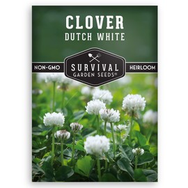 Survival Garden Seeds 1 Pack Dutch White Clover Seeds for Planting - with Instructions to Grow White Clover as Ground Cover, Erosion Control or Cover Crop – Non-GMO Heirloom Seed