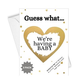 5 Pack Pregnancy Announcement Cards Baby Reveal Scratch Cards: Guess What... We're Having a BABY Surprise Novelty Gift Idea Scratchcards for New Dad Grandparents