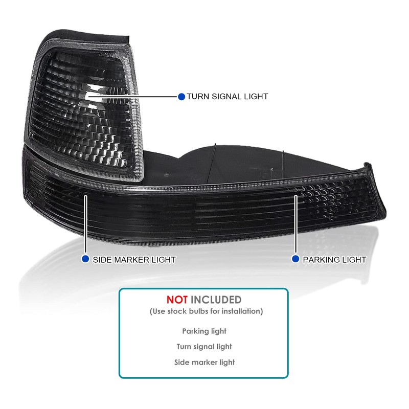SPEC-D TUNING Black Headlights + Corner Lights Compatible with 1998-2000