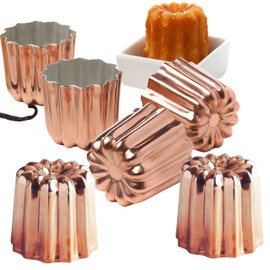 Set of 6 Ribbed Copper Bordelais Traditional French Pastry Moulds Diameter 5.5 cm Made in the EU