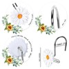 Whaline 12Pcs Spring Shower Curtain Hooks White Daisy Flower Curtain
