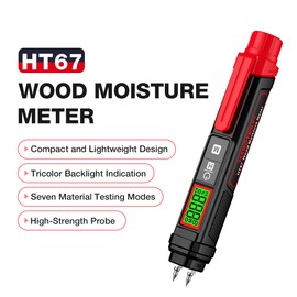 HABOTEST HT67 Digital Wood Moisture Meter Professional 2 Pins Wood Humidity Tester 0~58% Portable Pen-Type Timber Hygrometer Meter