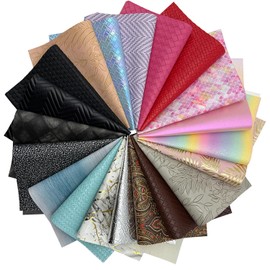 Pack of 20 Faux Leather Sheets 21 x 32 cm - Various Colours & Patterns - Ideal for DIY Craft Projects - Creative Kraft Materials for Crafts