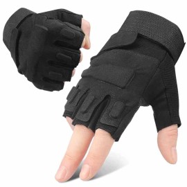 Unbranded Half Finger Motorcycle Gloves Men Women Motorbike Motocros Biker Protective Gear - Black, XL
