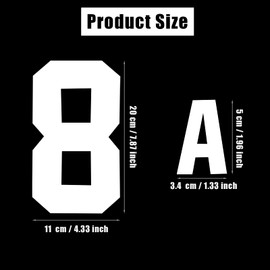 SAVITA 147PCS Heat Transfer Letters and Numbers, Waterproof 8 Inch Iron on Numbers and 2 Inch Iron on Letters for DIY T-Shirt Bags (White)