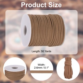 PATIKIL 50 Yards x 2.6mm Faux Suede Leather Cord, Leather Lace String for Bracelet Necklace Beading Making DIY Crafts, Light Brown
