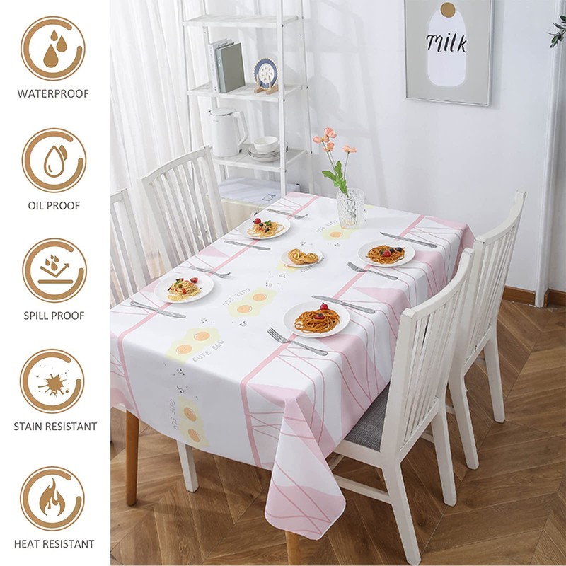 137*180cm Pink PVC TableCloth Party Wipeable Table Cloth Rectangular,Easter Eggs