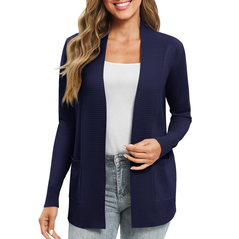 EXCHIC Women's Long Sleeve Knitted Cardigan Lightweight Cosy Open Front