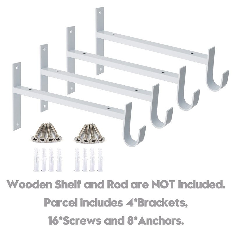 AddGrace Closet Rod Bracket Heavy Duty Shelf Brackets 10 Inch
