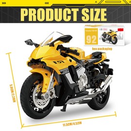 QYJMLH Alloy Motorcycle Toy, Simulation Motorcycle Model, Friction & Movable Driver Figure, for Children Toy, Christmas, Birthday Party Gifts (11 cm, Yellow)