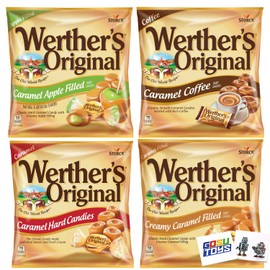 Caramel Candy 4 Pack (All 2.65oz - Original, Apple, Coffee, Creamy) with 2 Gosutoys Stickers