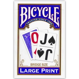 Bicycle Large Print Bridge Size Playing Cards - Easy-to-Read Deck for Seniors - Red or Blue