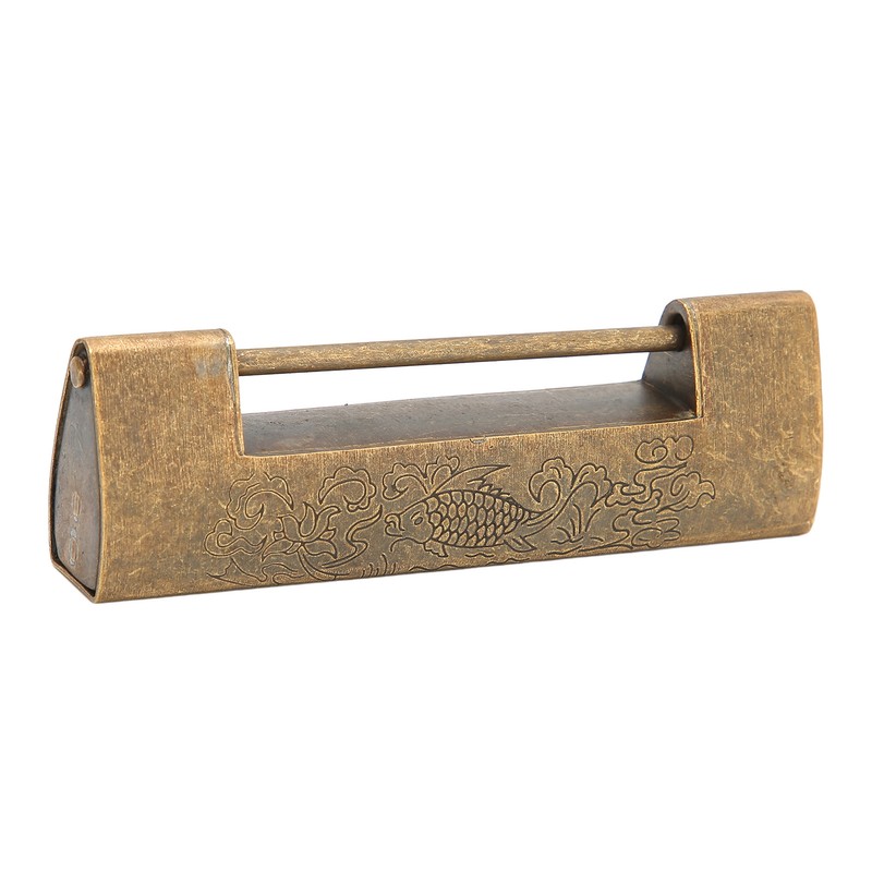 Brass Antique Padlock Spacing 5.9cm Exquisite Rustproof Chinese Old Style