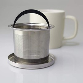 フォーライフ デュー ブリューイン マグカップ 325ml (茶こし・蓋付) グロス ホワイト 609Wht