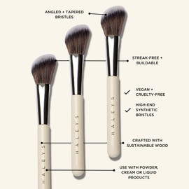 HALEYS Brilliant Contour Makeup Brush - Angled & Tapered with Fluffy Bristles, Ideal for Powder, Cream, or Liquid Blush, Contour or Bronzer Application, Sustainable Wood & High-End Synthetic Bristles