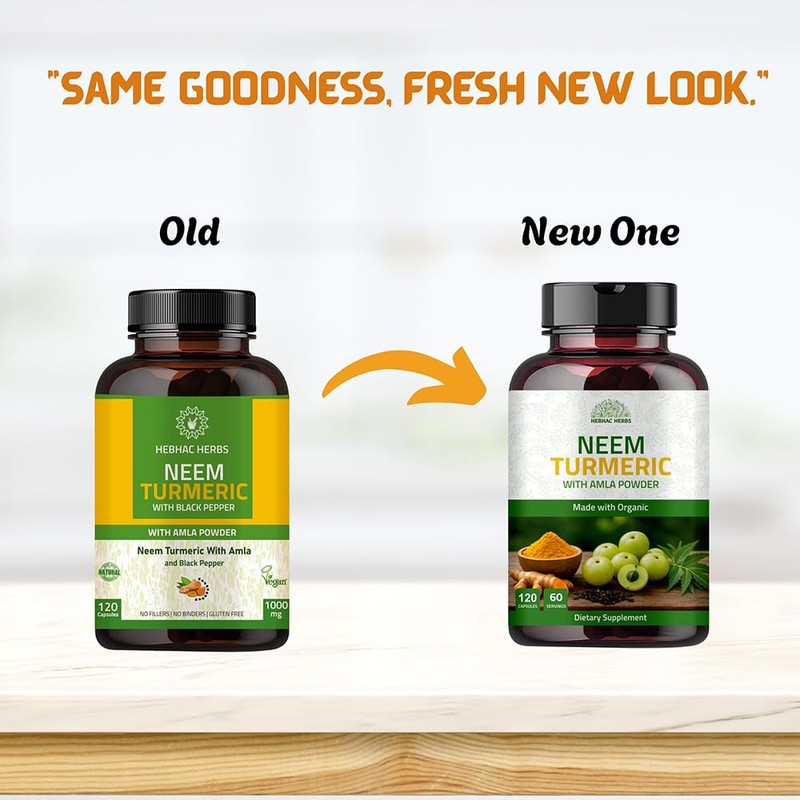 Neem Turmeric Capsules with Amla and Black Pepper 120 Veg