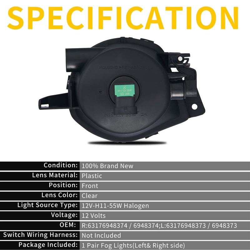 TOPTHAN Fog Light for Series 3 Series (SDN/WGN) (E90/E91) 2005-2008