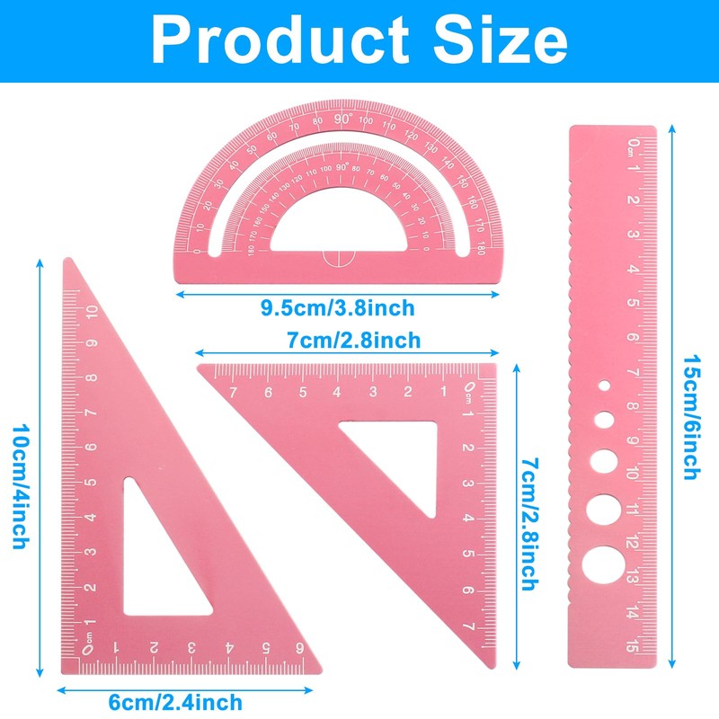 Moicstiy 4 Pcs Triangular Scale Ruler Set, Aluminum Alloy Triangular