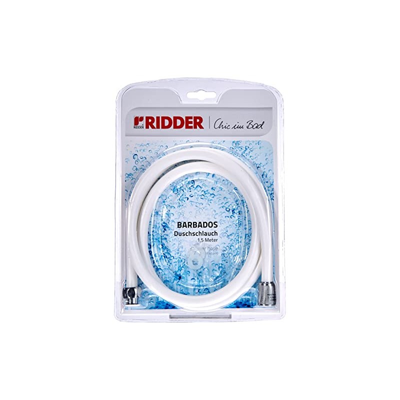 RIDDER Shower Hose Barbados White 1,5 m, 3 Set