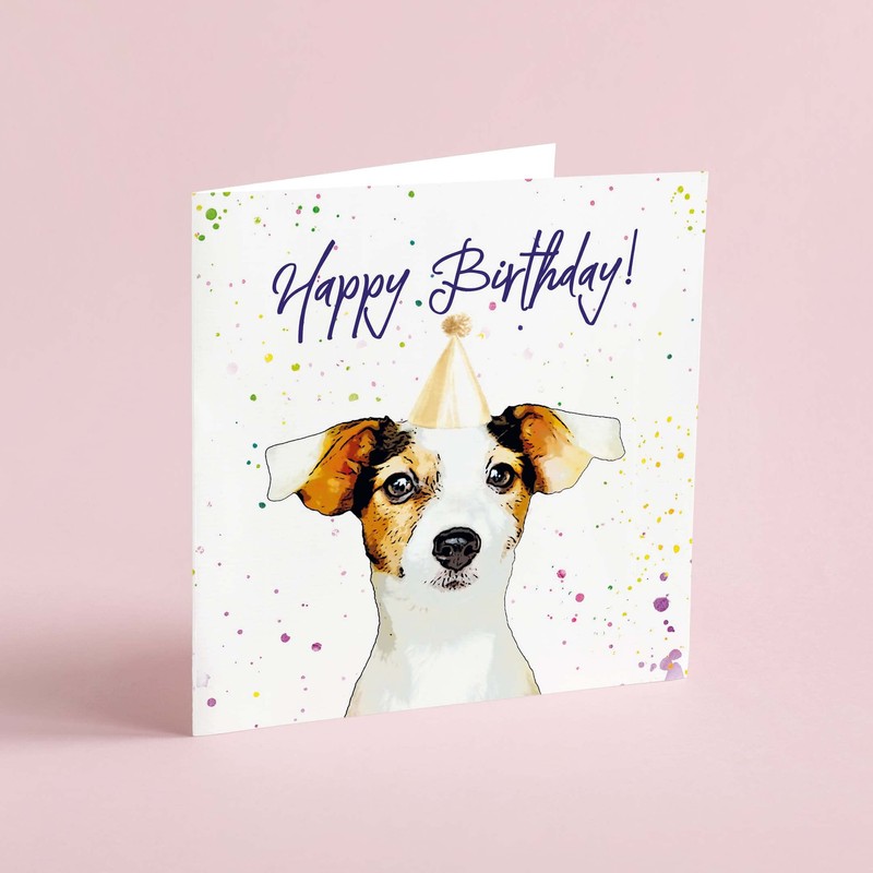 Jack Russell Birthday Card - Party Hat