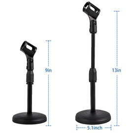 Poocar Desktop Microphone Stand,Heavy Duty Table Desk Microphone Stand with Non-Slip Metal Base, 3/8" and 5/8" Adapter Adjustable Height for Blue Yeti Snowball Spark & Other Microphone